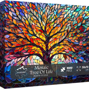 PICKFORU 1000-Piece Tree of Life Stained Glass Puzzle