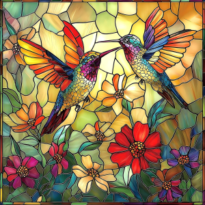 Vintage Paint Hummingbird Flower Puzzle (500 Pieces)