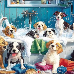 ZSYCZAO 500 Piece Puzzle – Cute Dogs Bathing